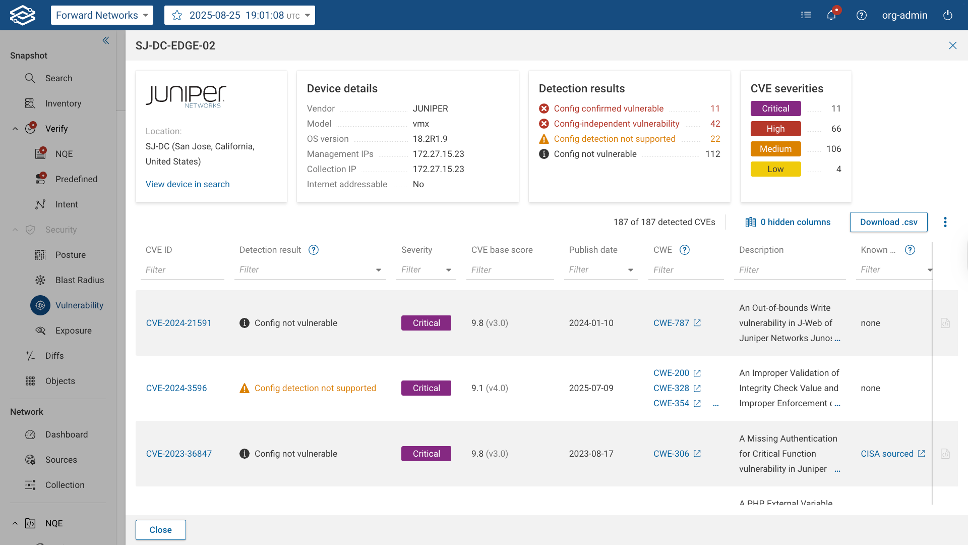 Screenshot of additional device details