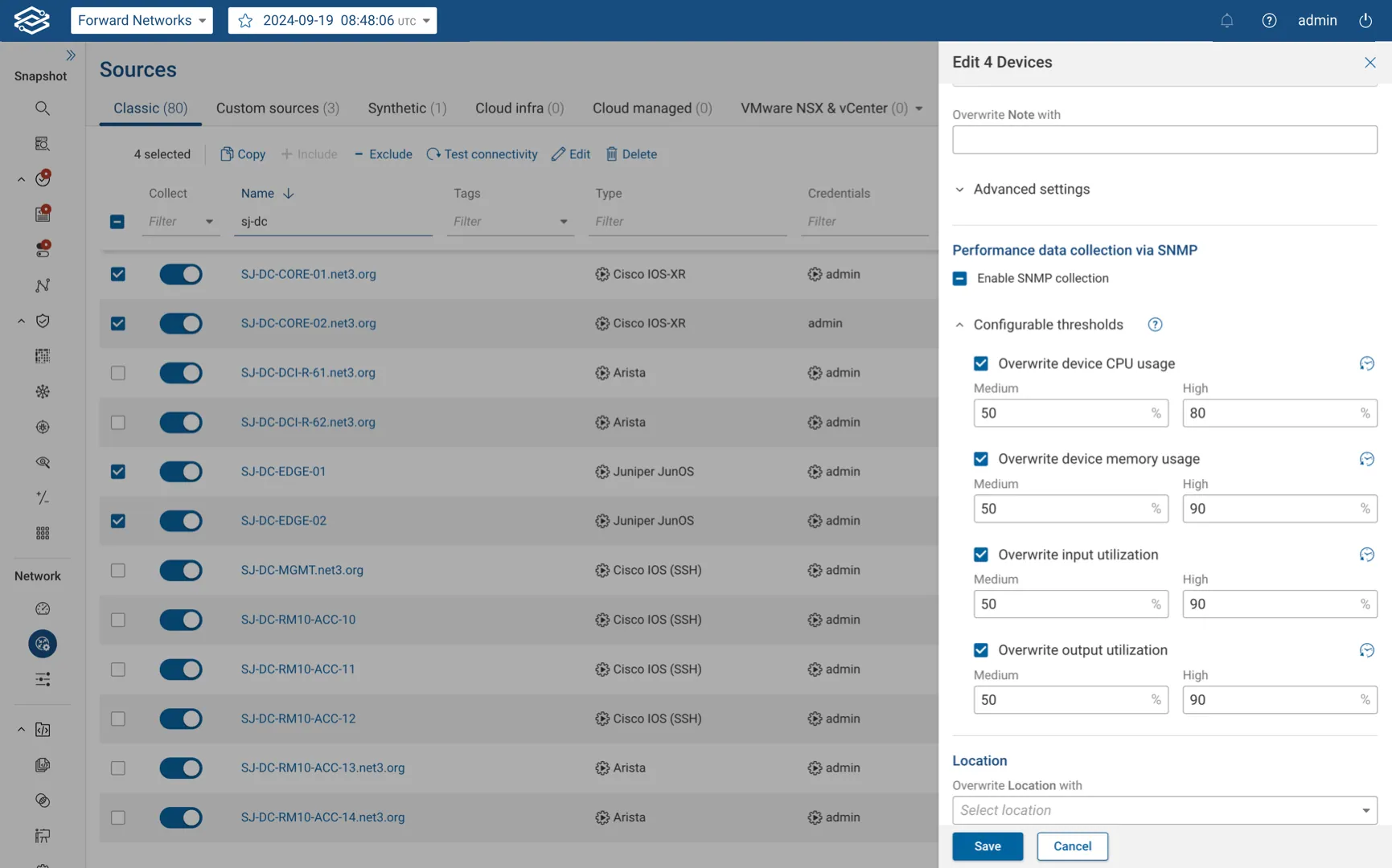 Device Perf device configuration