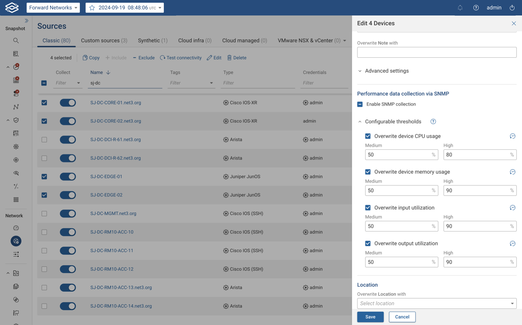 Device Perf device configuration