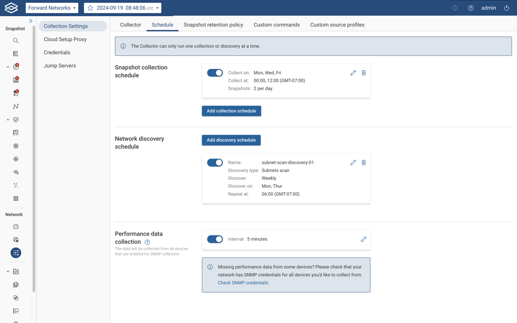 Device Perf collection settings