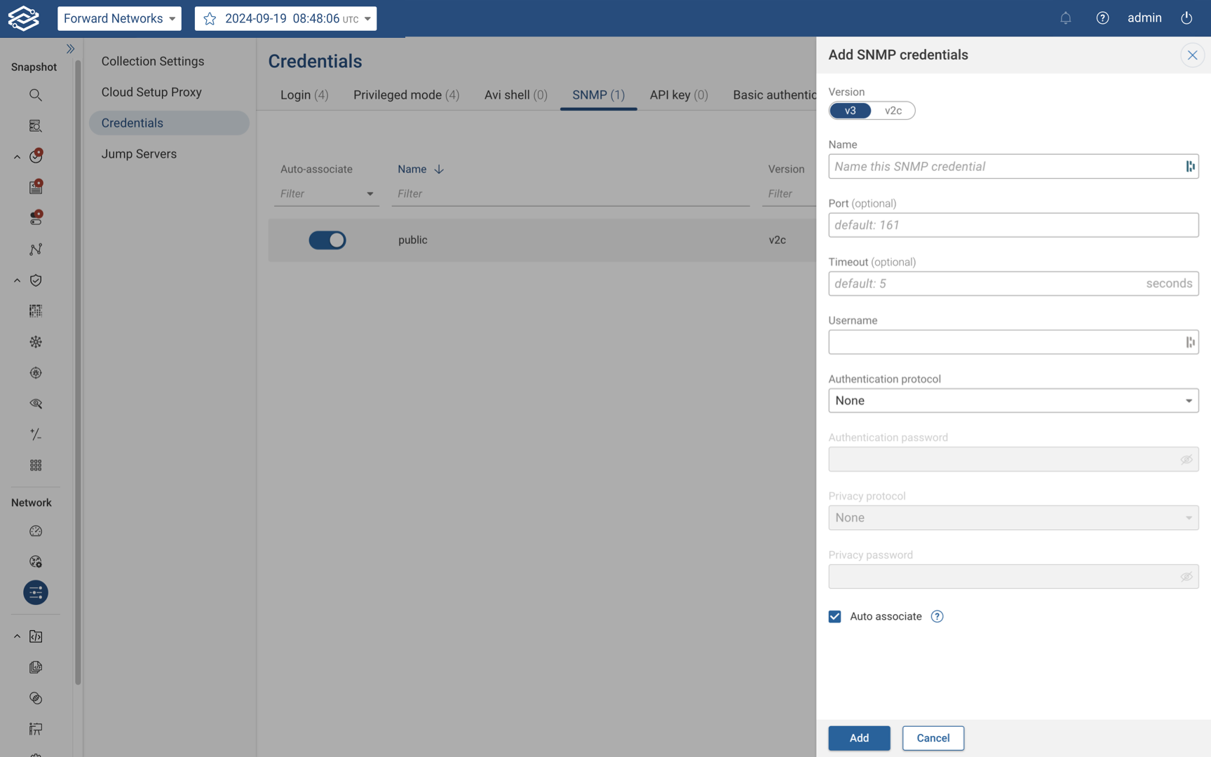 Device Perf SNMP credentials