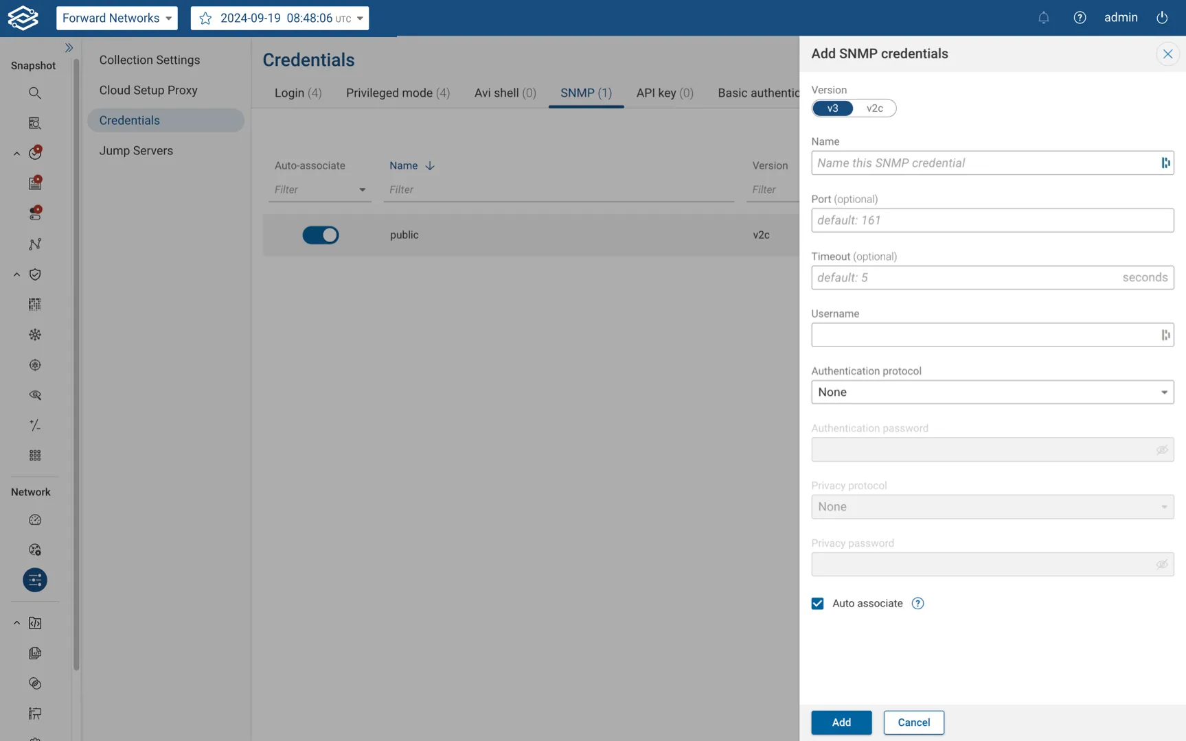 Device Perf SNMP credentials