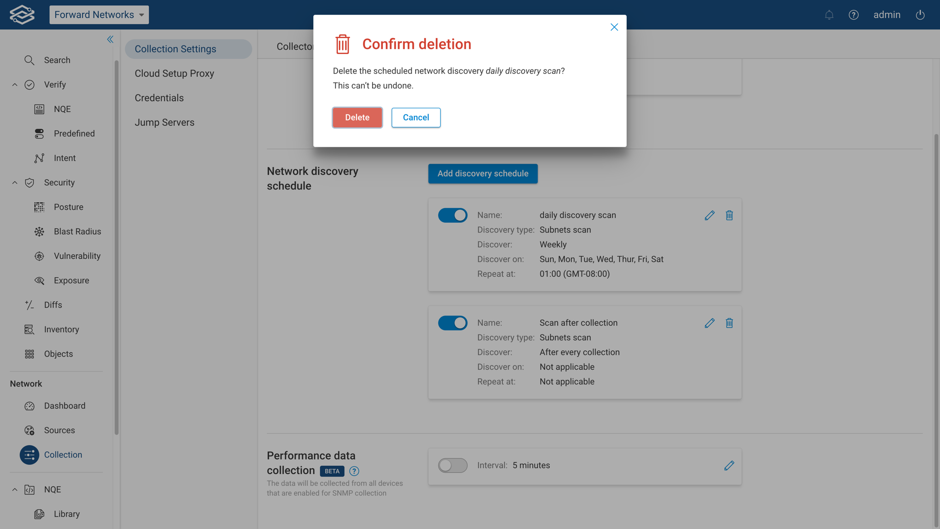 Discovery Schedule Delete