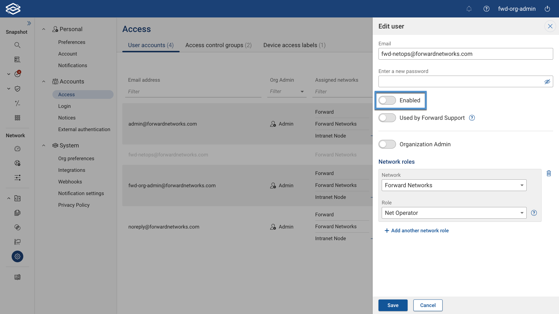 Enabling disabled accounts