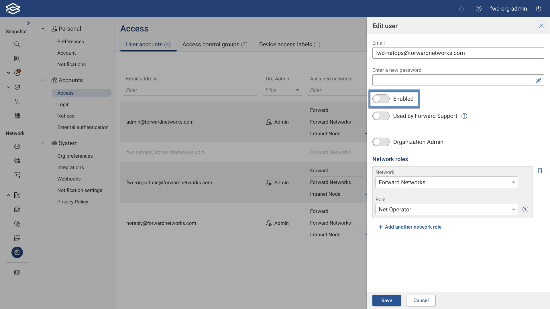 Enabling disabled accounts