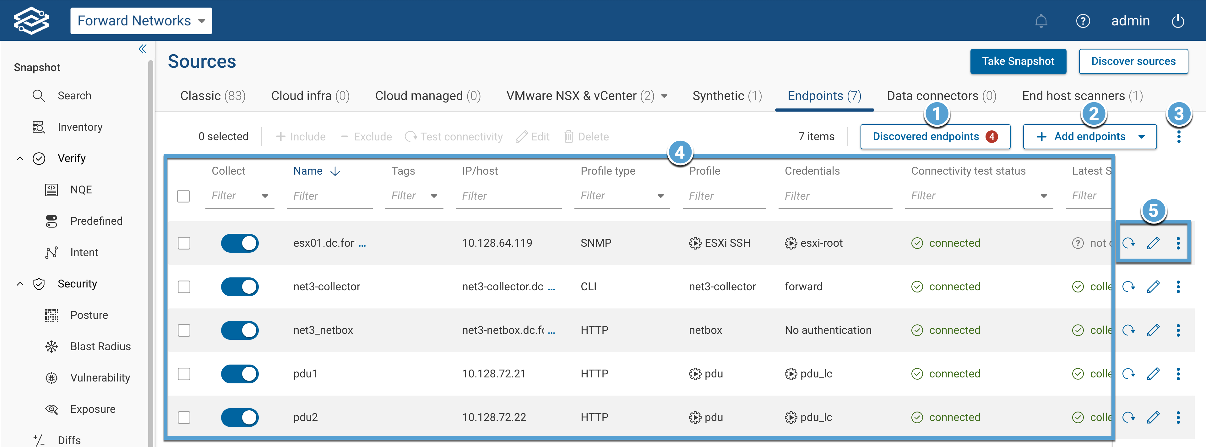Overview of the Endpoints page