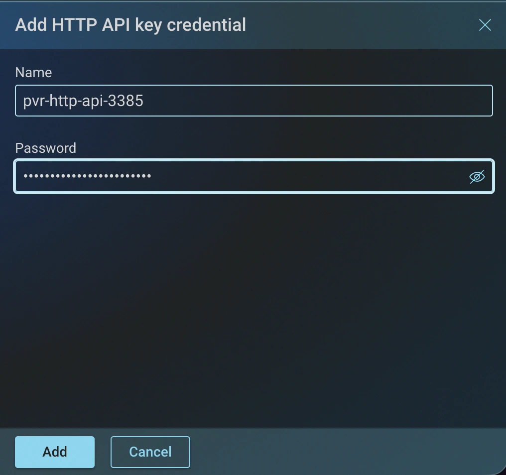 Add HTTP API Key Credentials