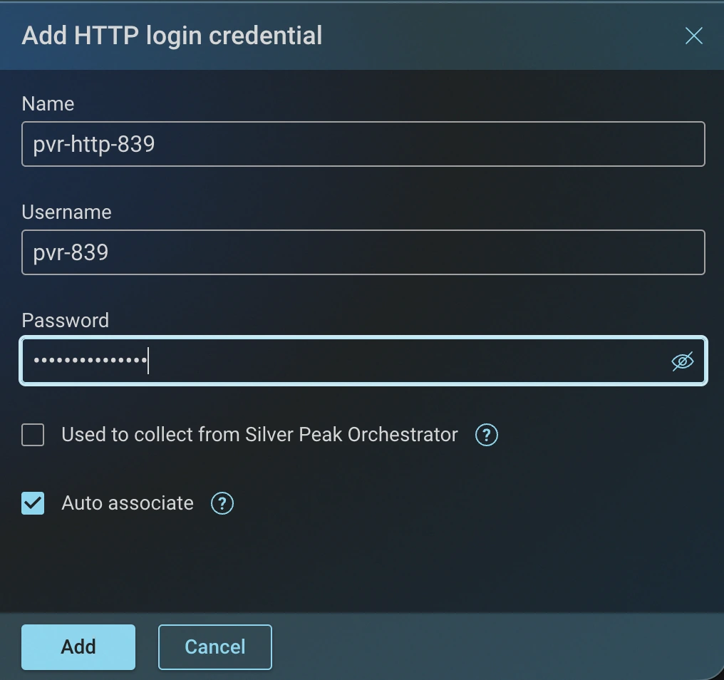 Add HTTP Login Credentials