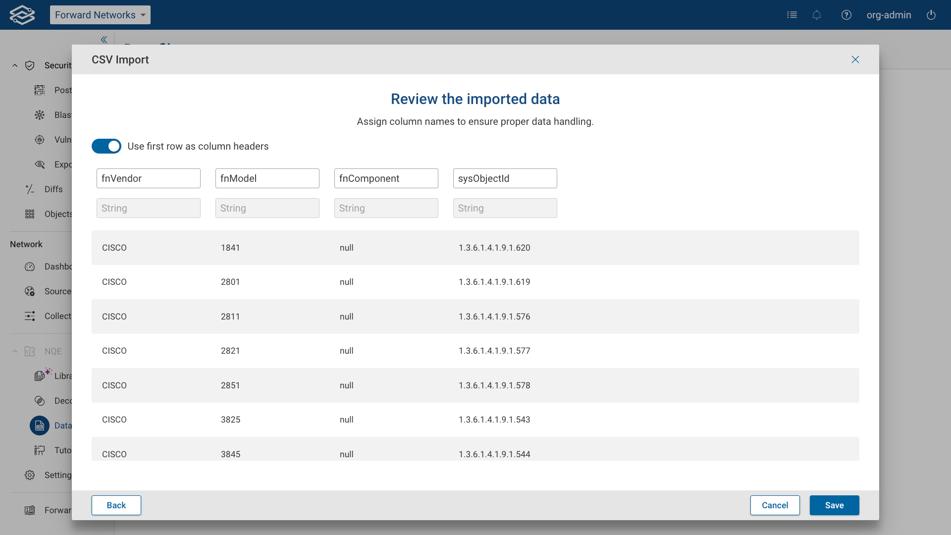 Reviewing CSV Import