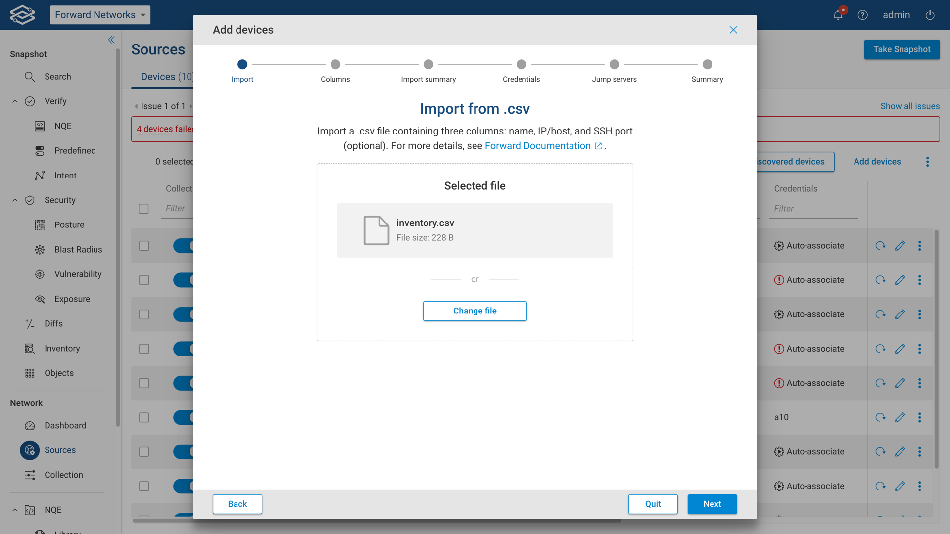 Method import from csv