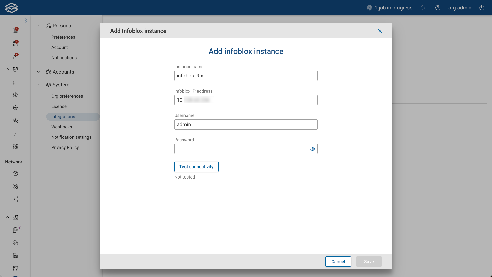 Adding an Infoblox Instance