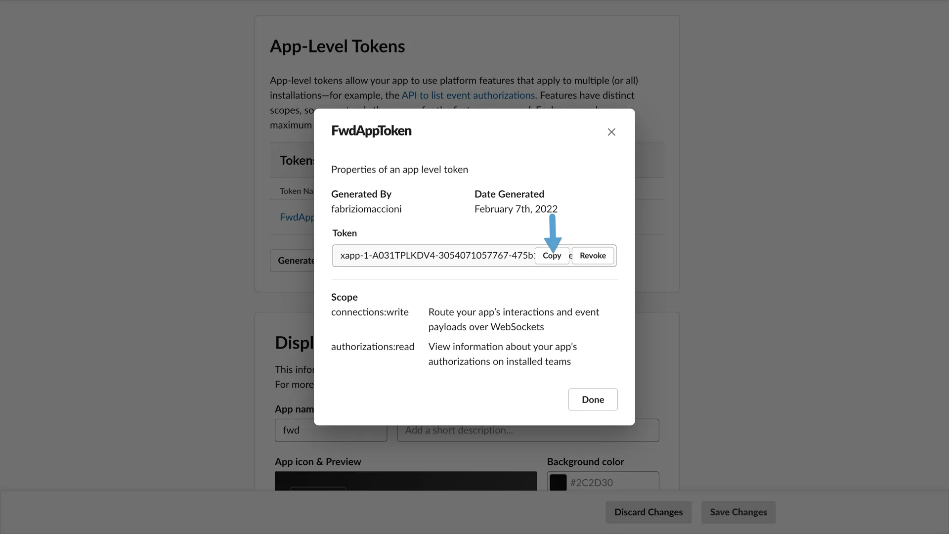 Slack Create App Level Token Generate