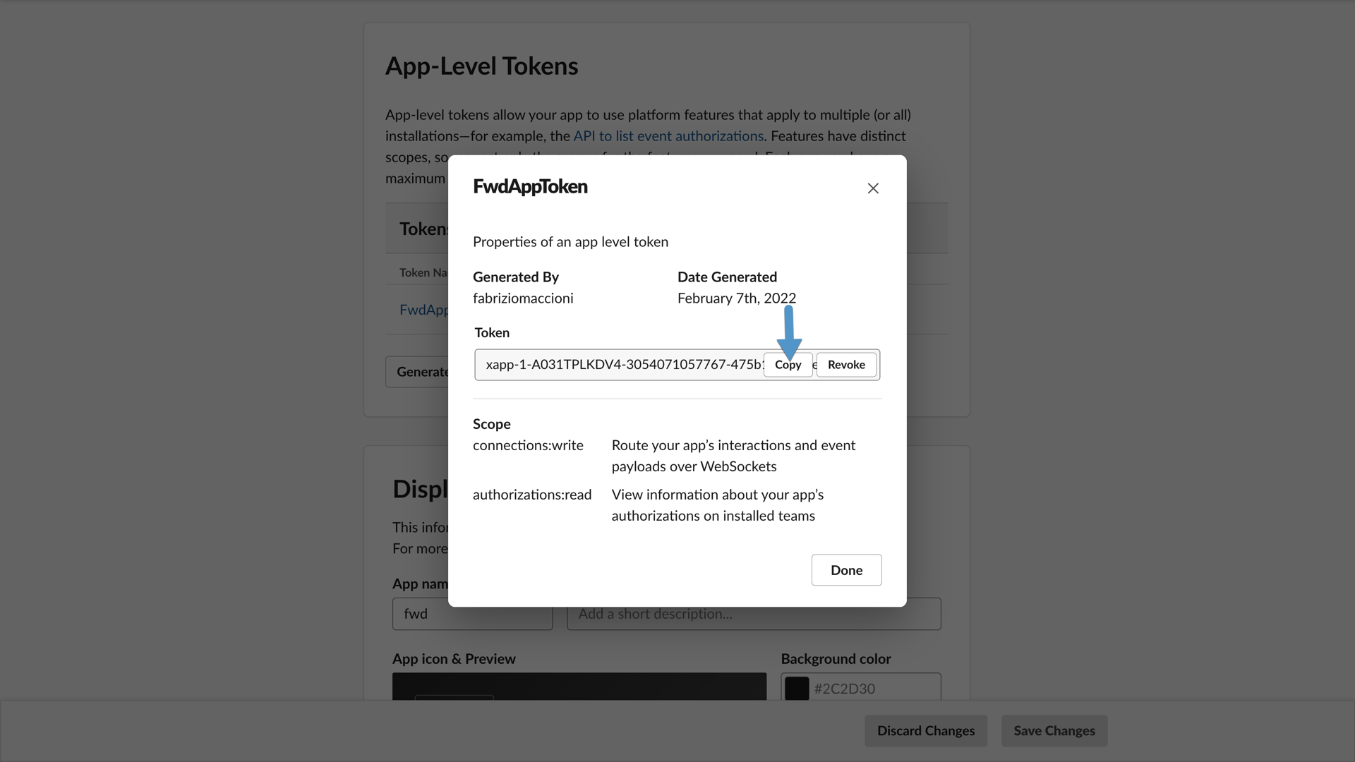 Slack Create App Level Token Generate