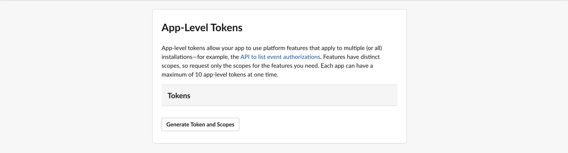 Slack Create App Level Token Generate