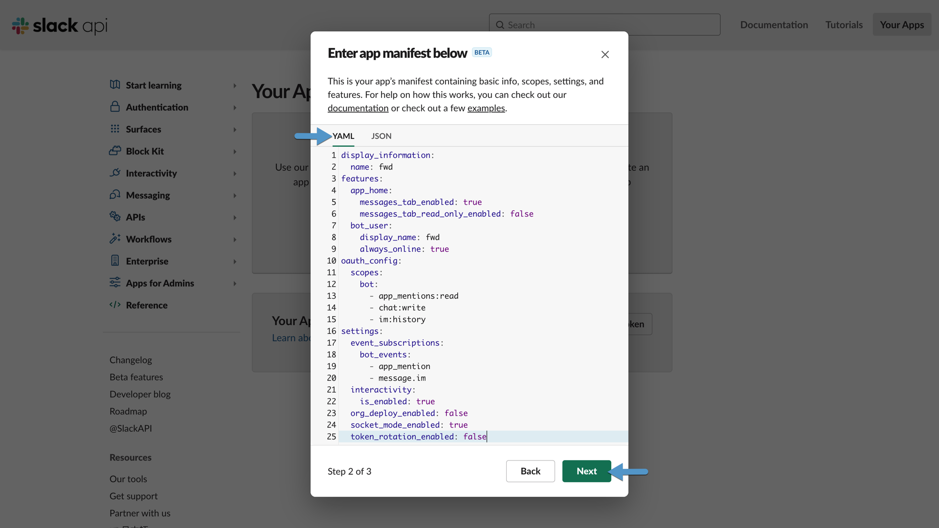 Slack Create App Manifest