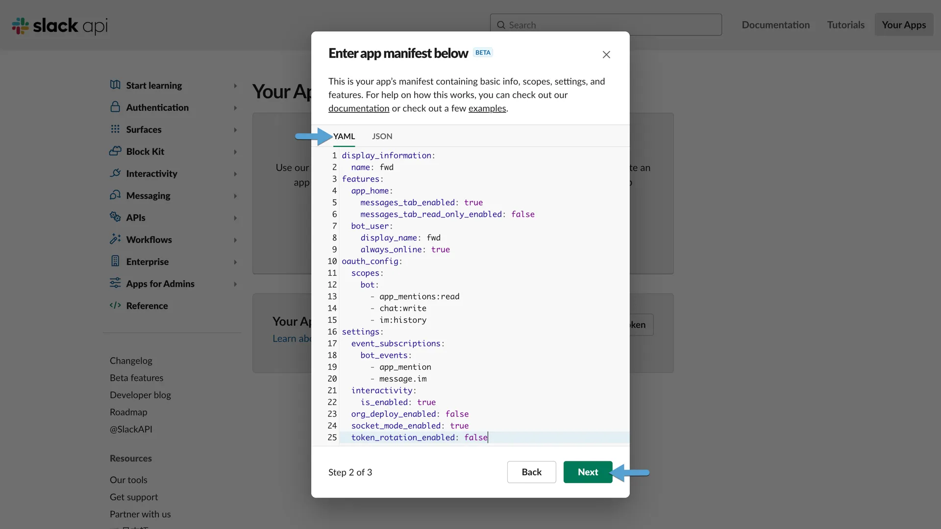 Slack Create App Manifest