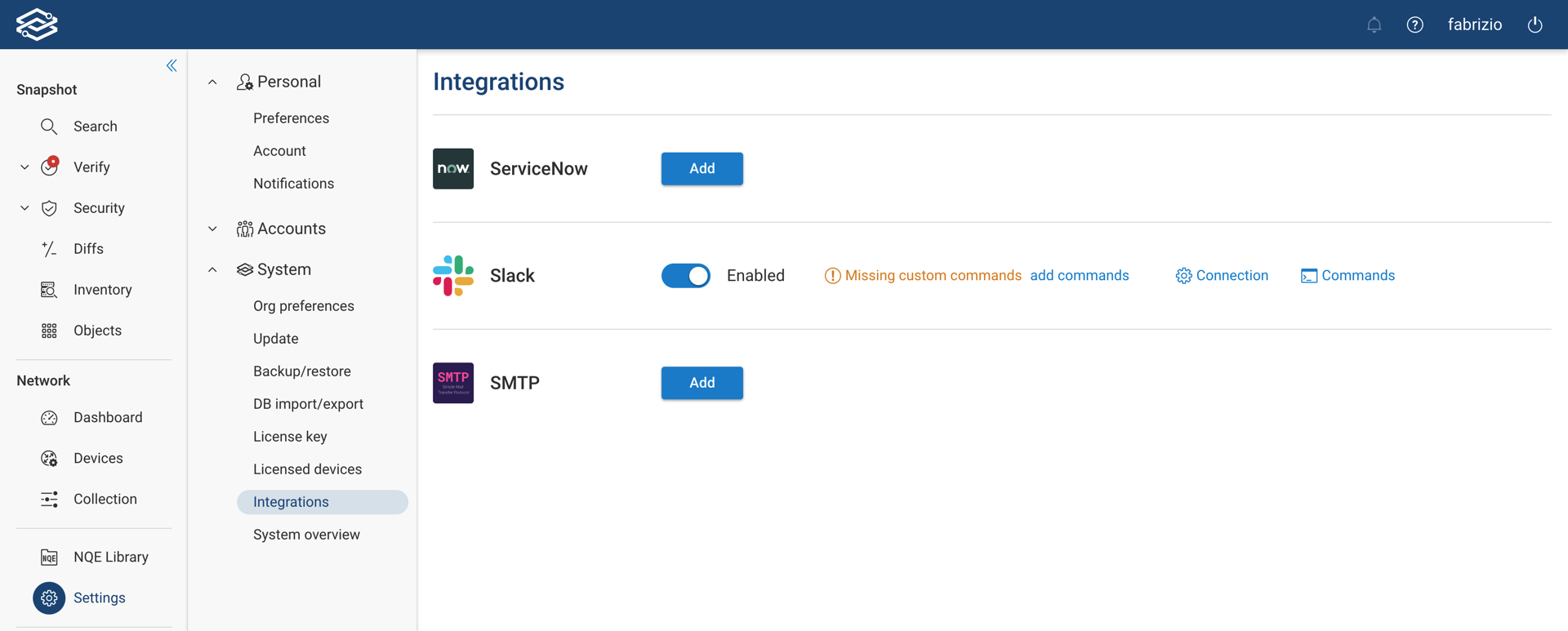 Slack Connection Enabled