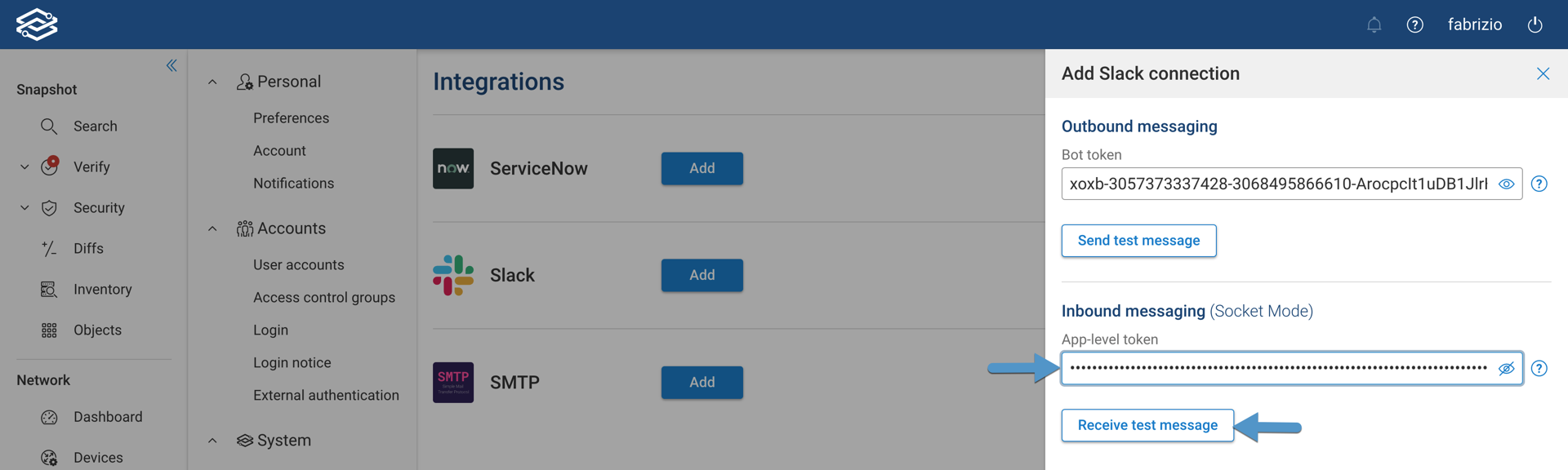 Configure Slack connection