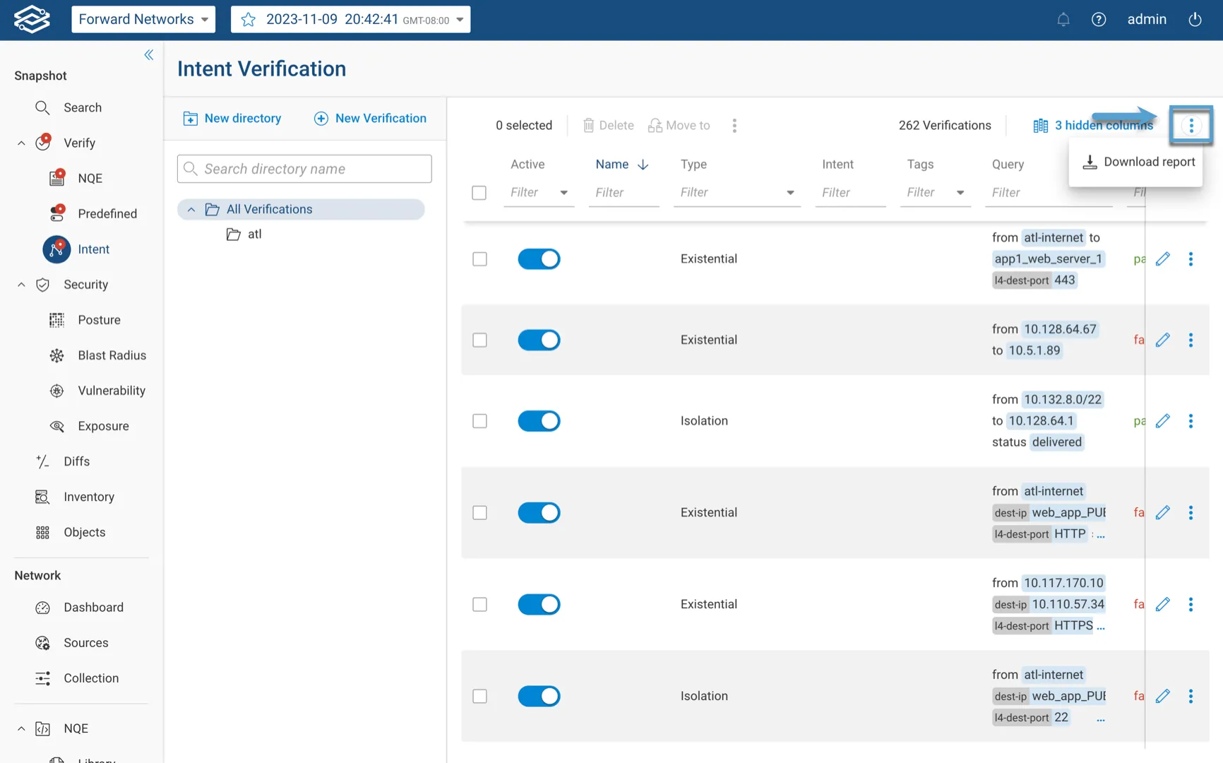 Downloading a Intent Verification Report