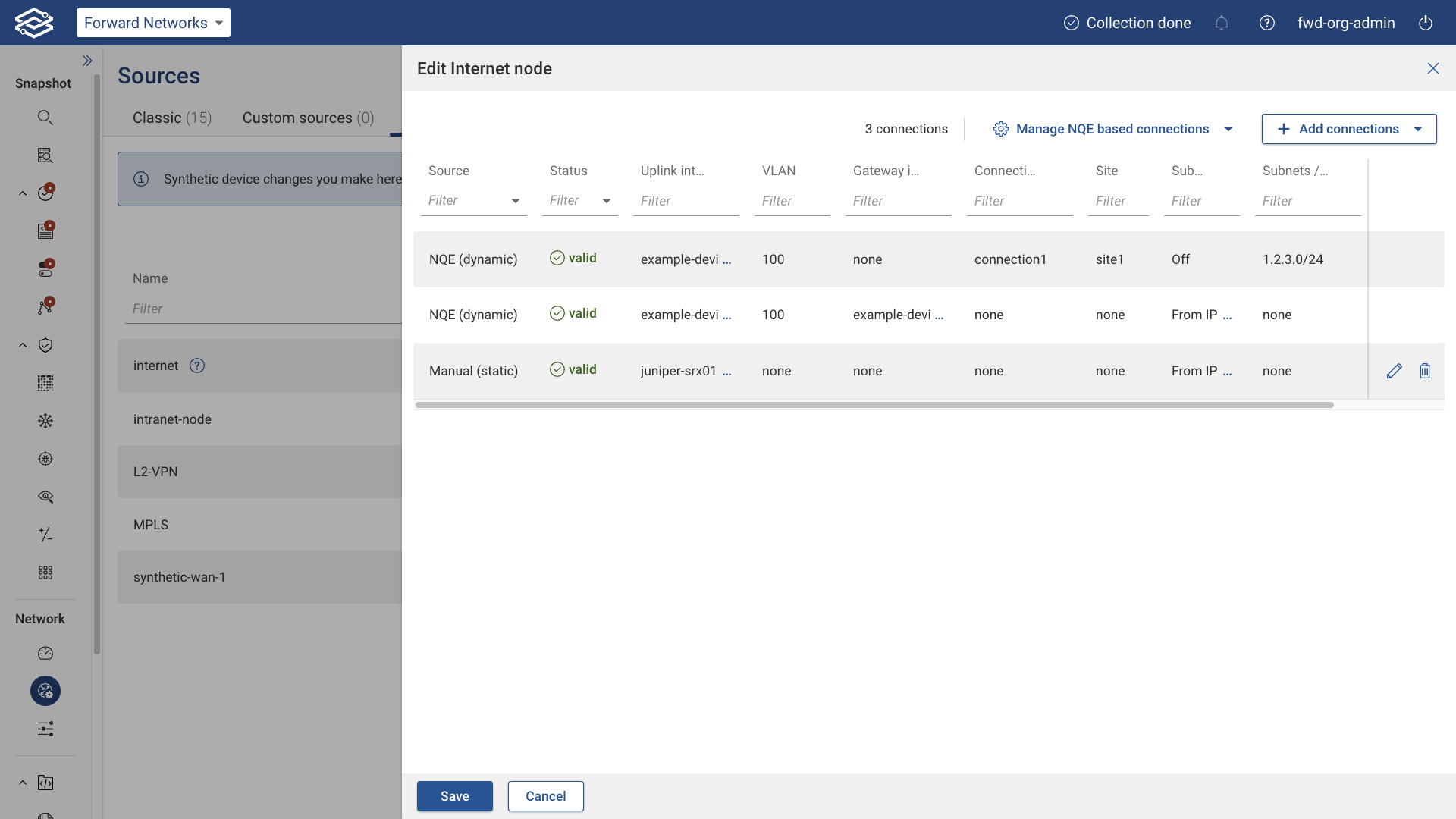 Edit Internet connections