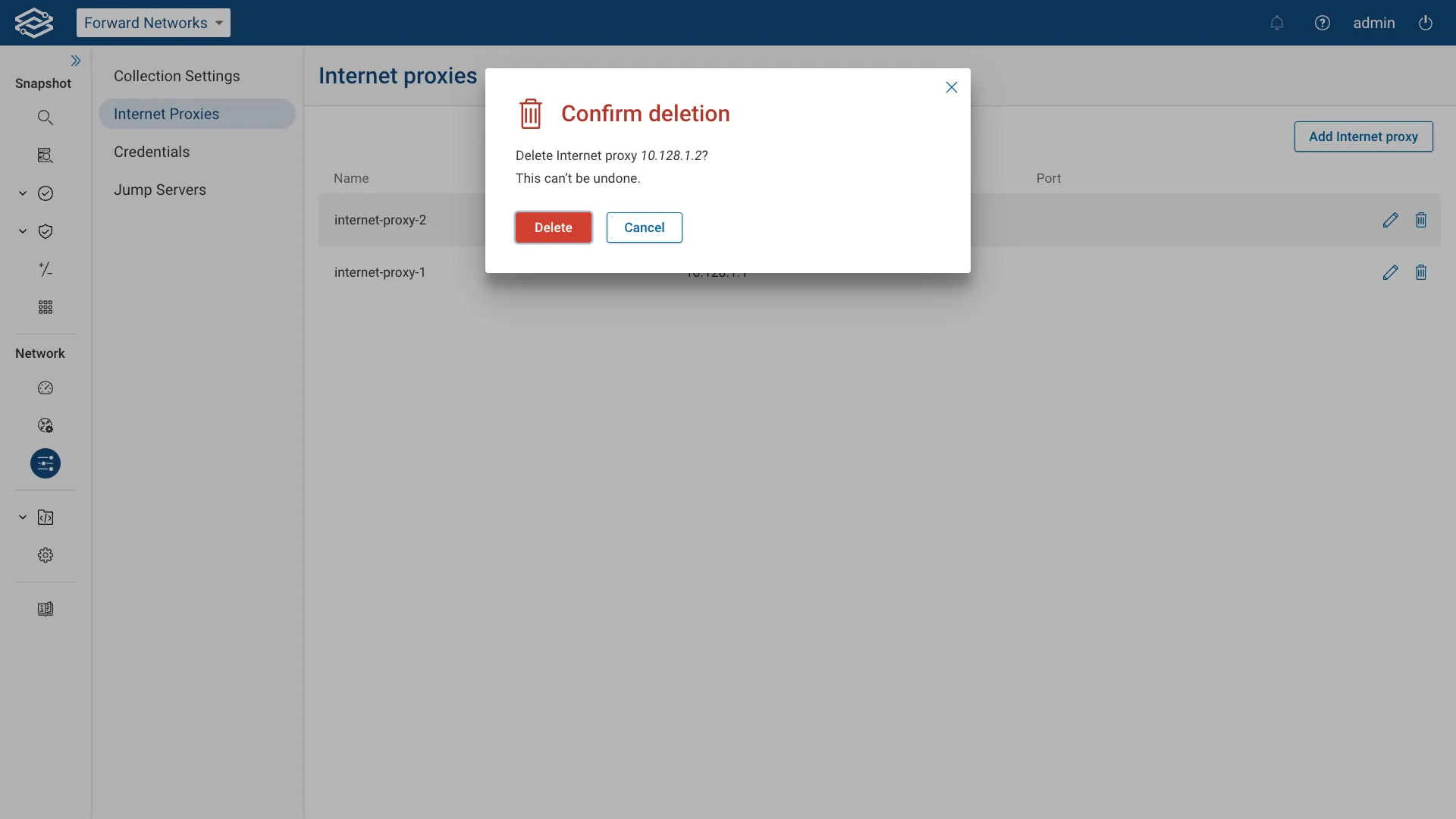 Deleting an Internet Proxy