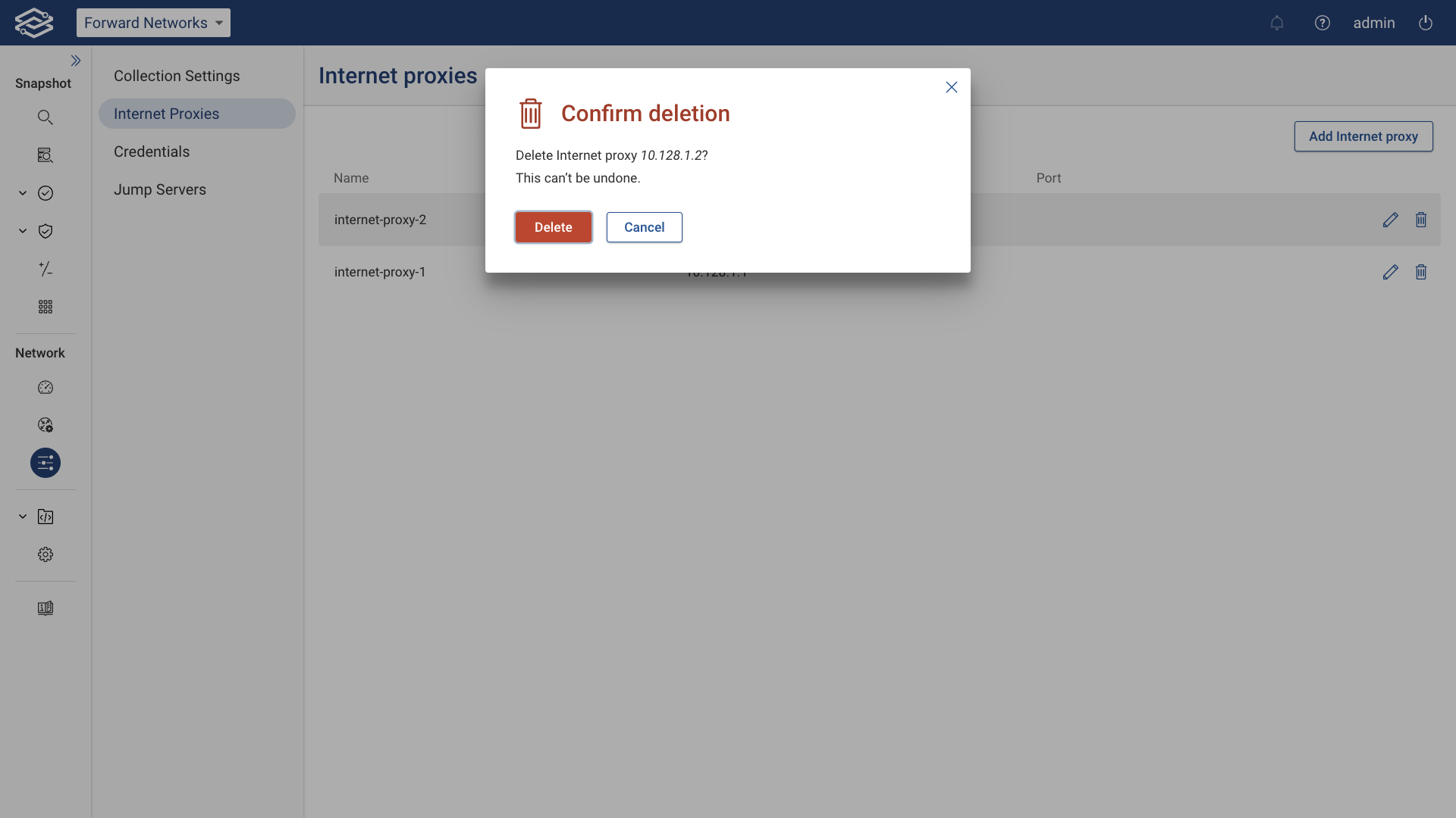 Deleting an Internet Proxy