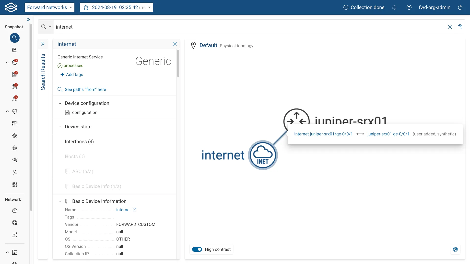 Show Internet node