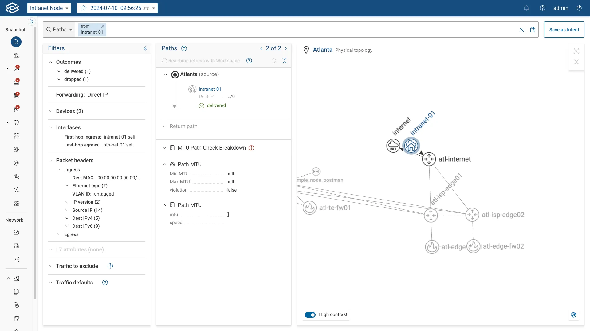 Show Intranet node
