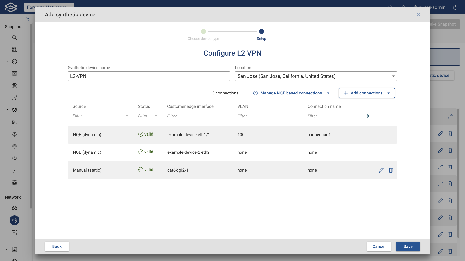 Edit L2 VPN connections