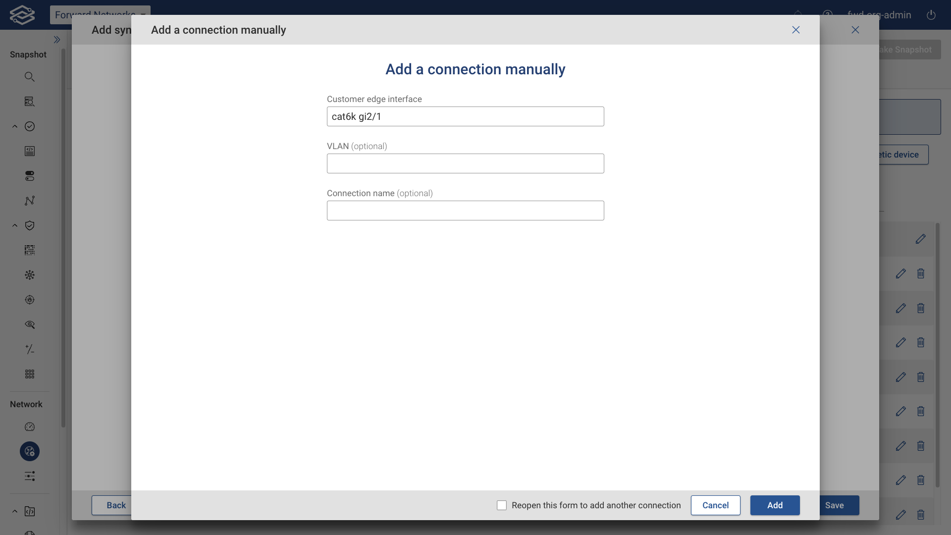 Manually add connection