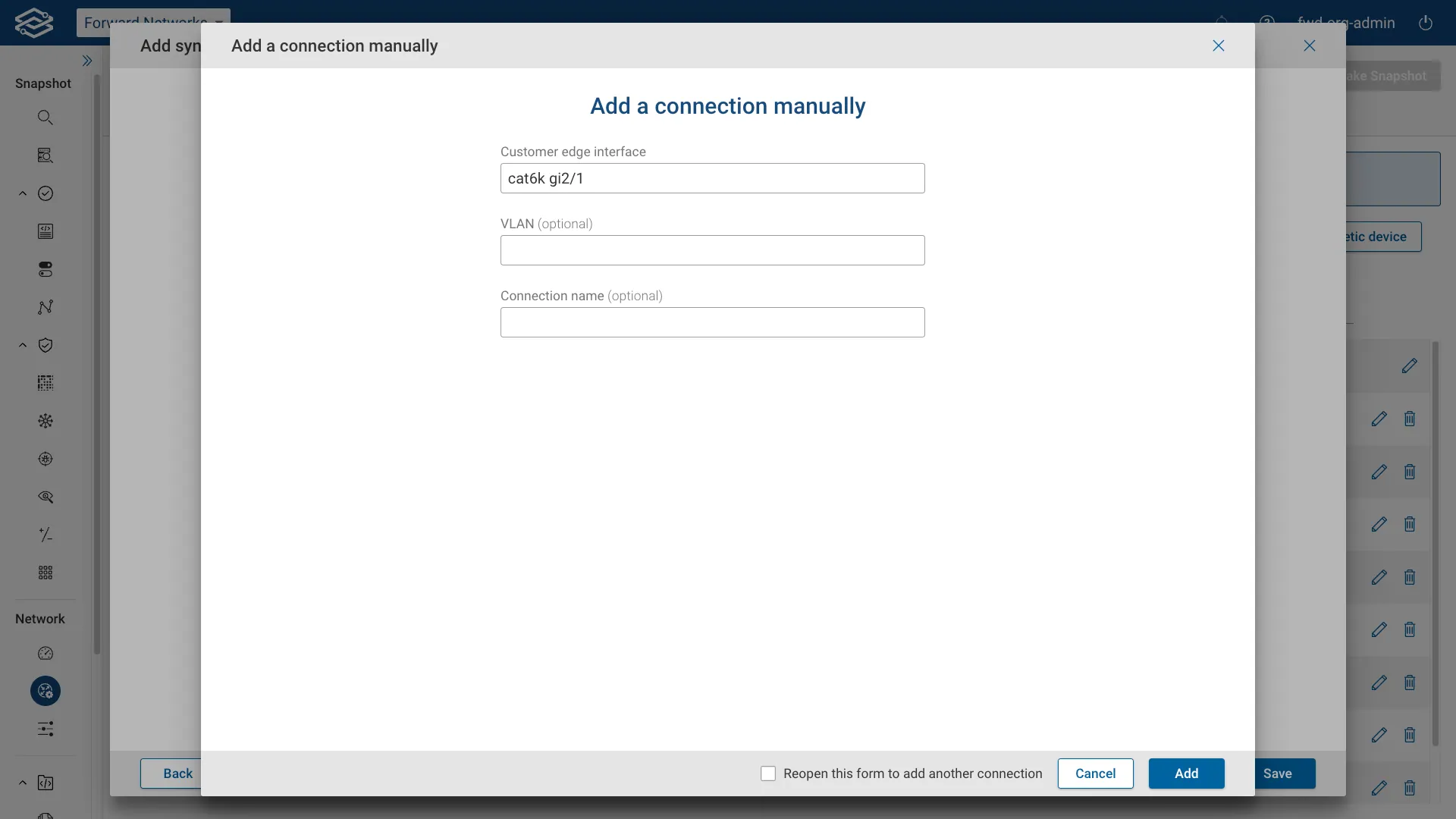 Manually add connection