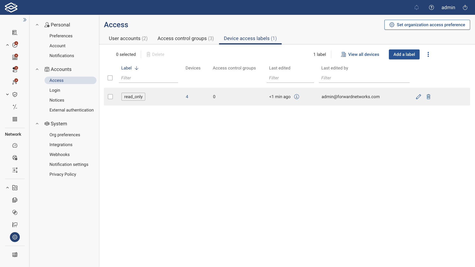 Manage Device Access Labels