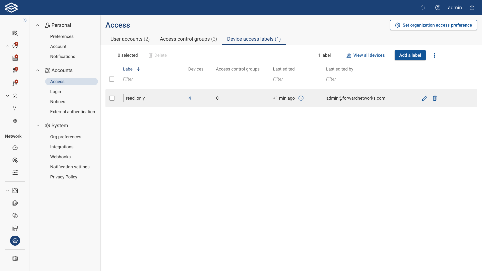 Manage Device Access Labels