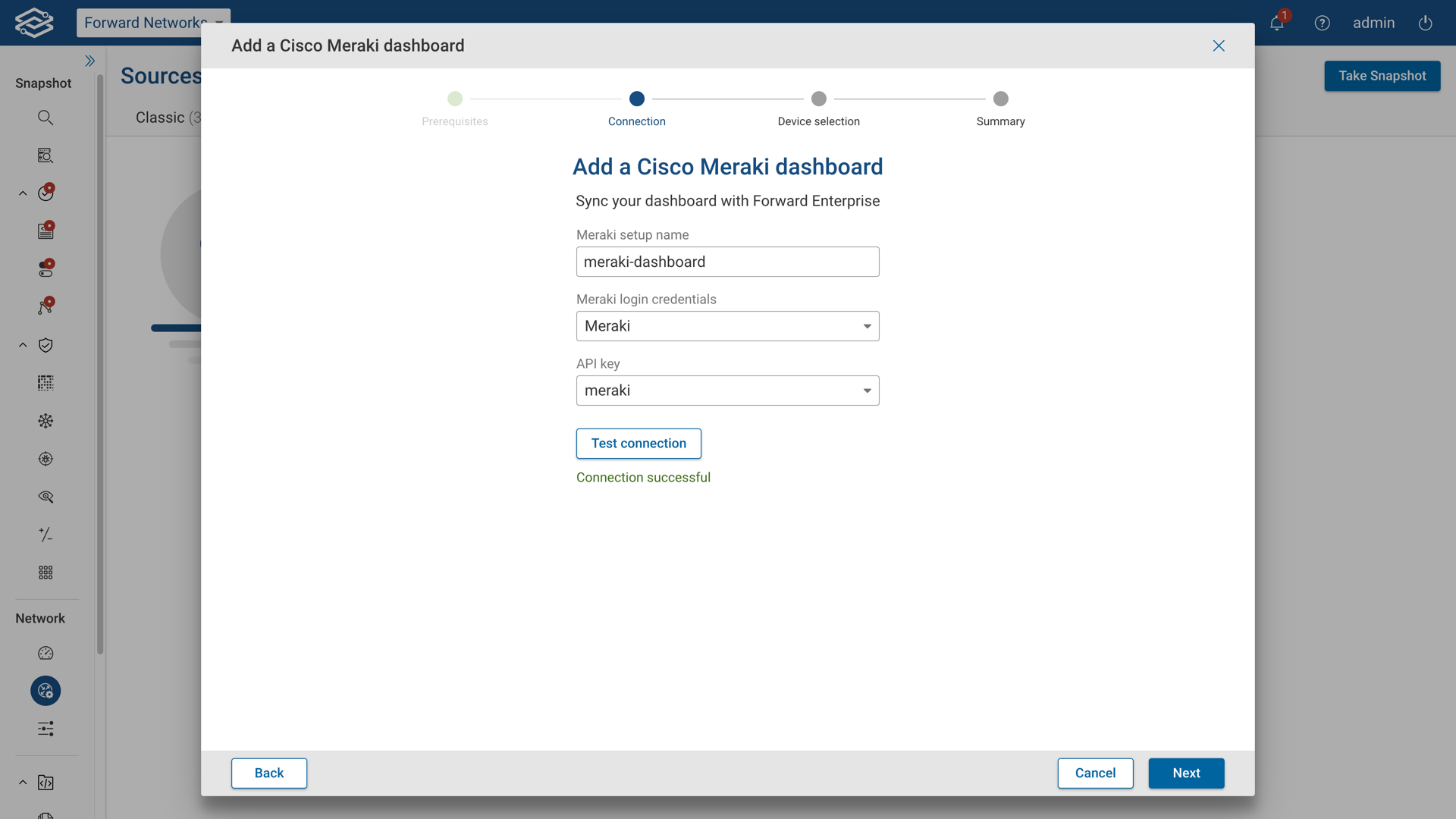 Meraki Wizard - Connection