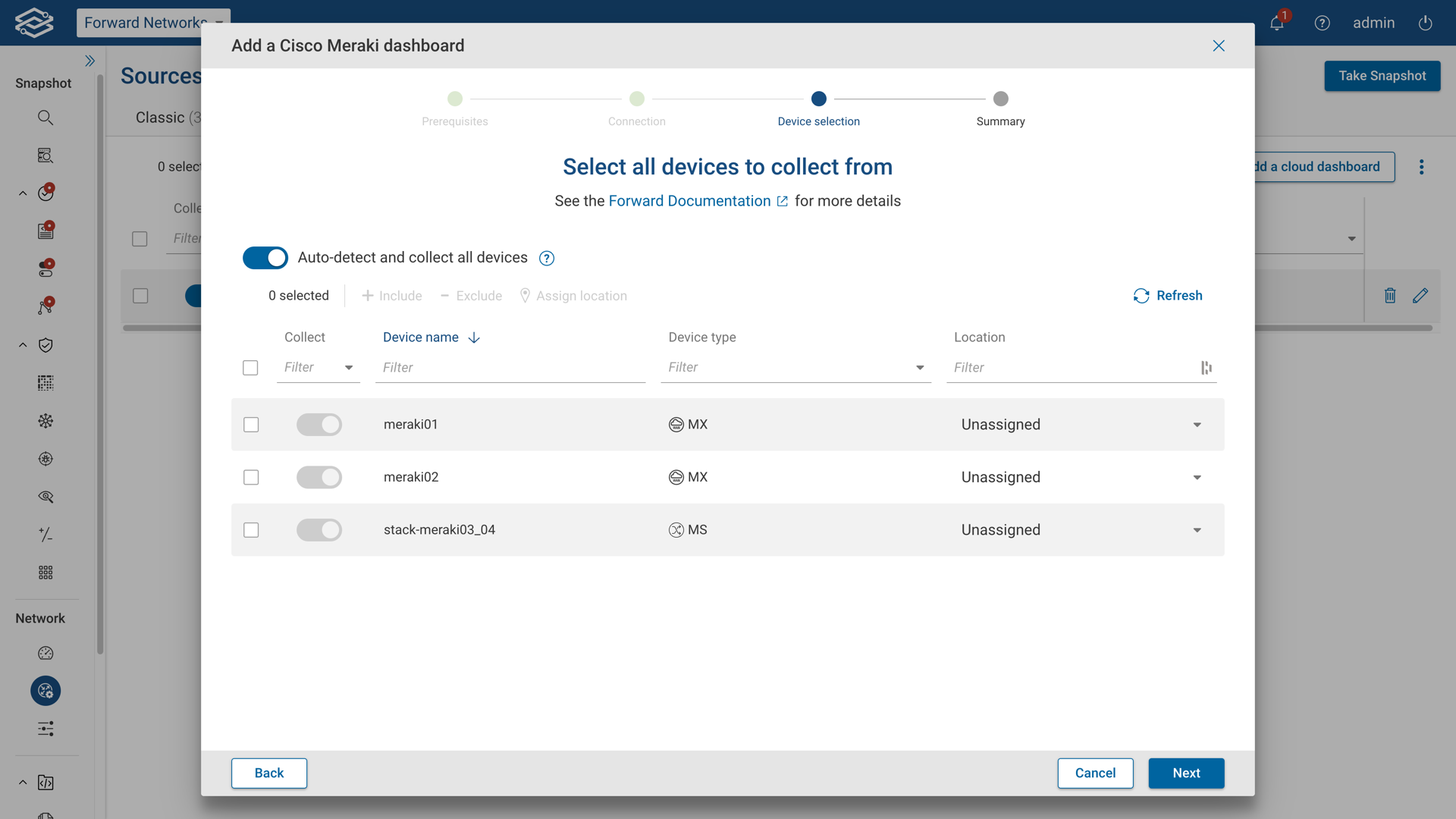 Meraki Wizard - Device Select