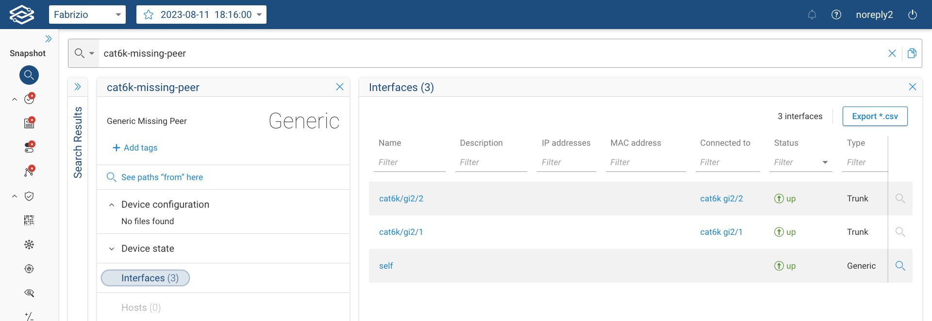 Missing Peer Interface