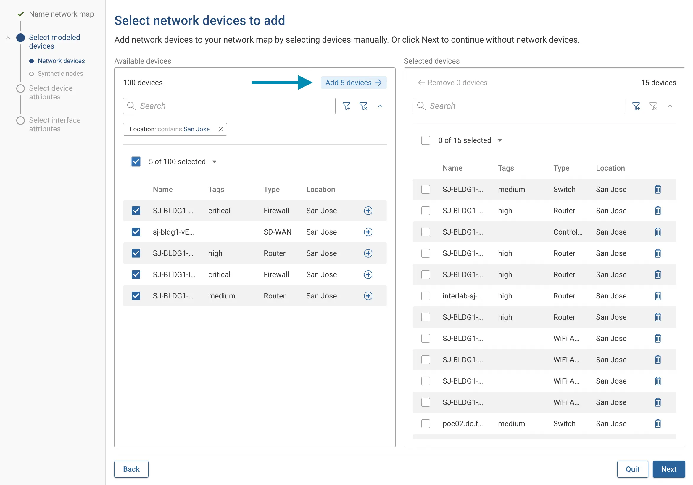 Add devices to network map