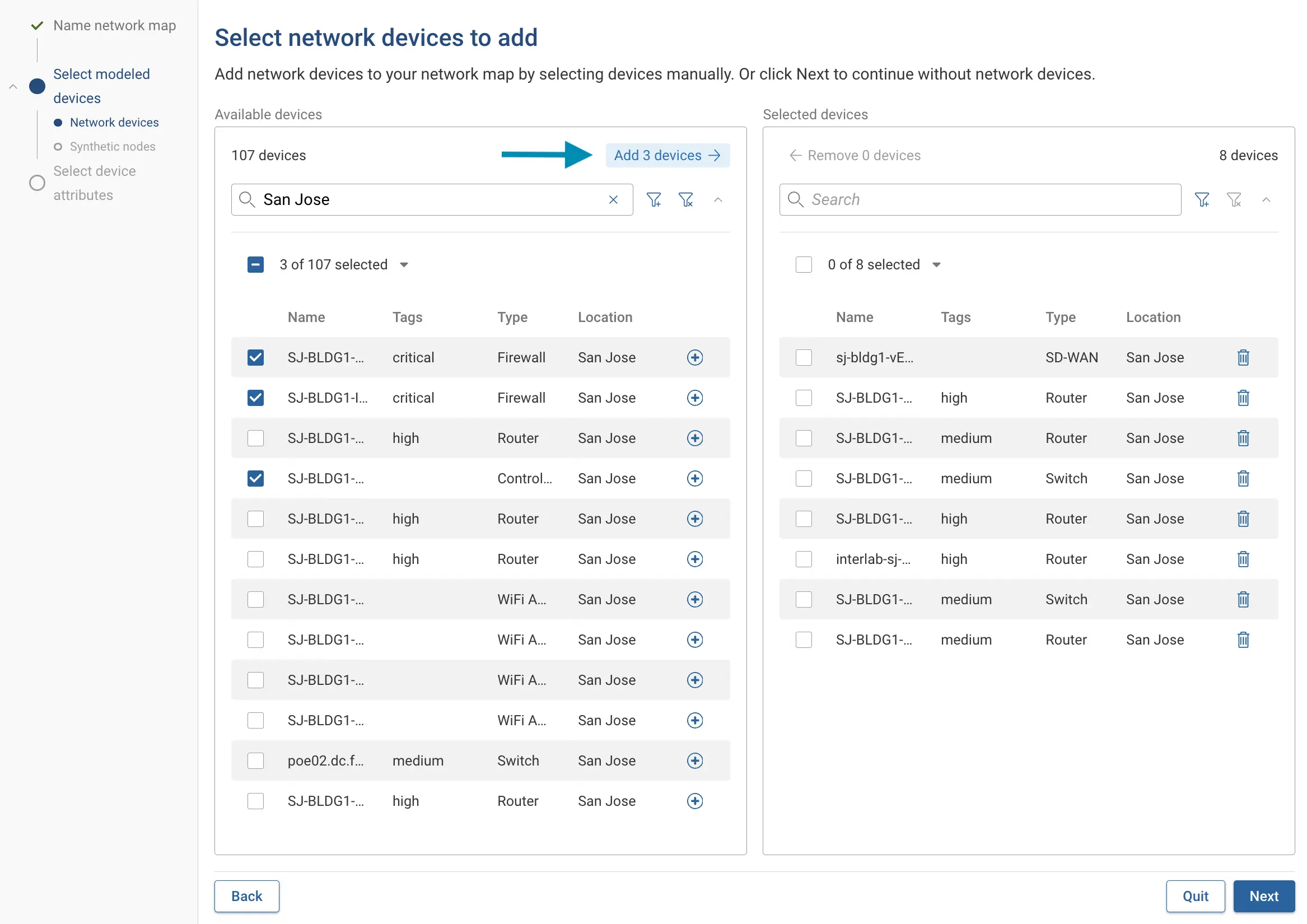 Add devices to network map