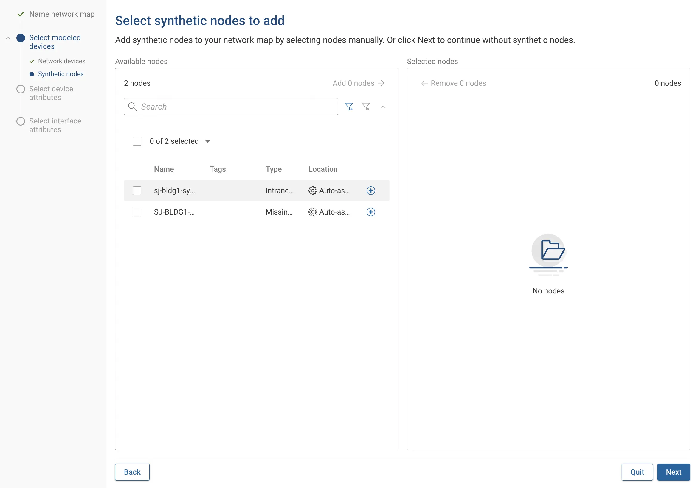 Add synthetic nodes to network map
