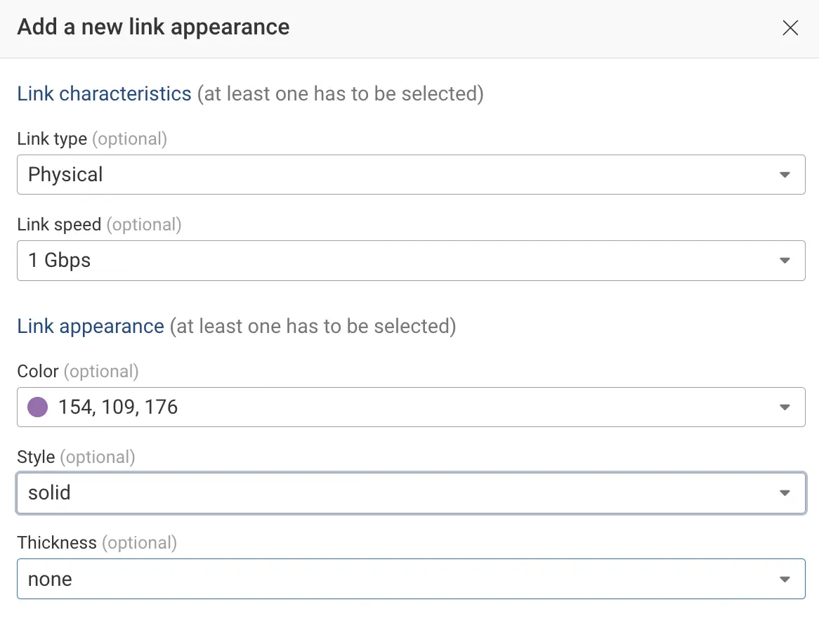 Define link appearance