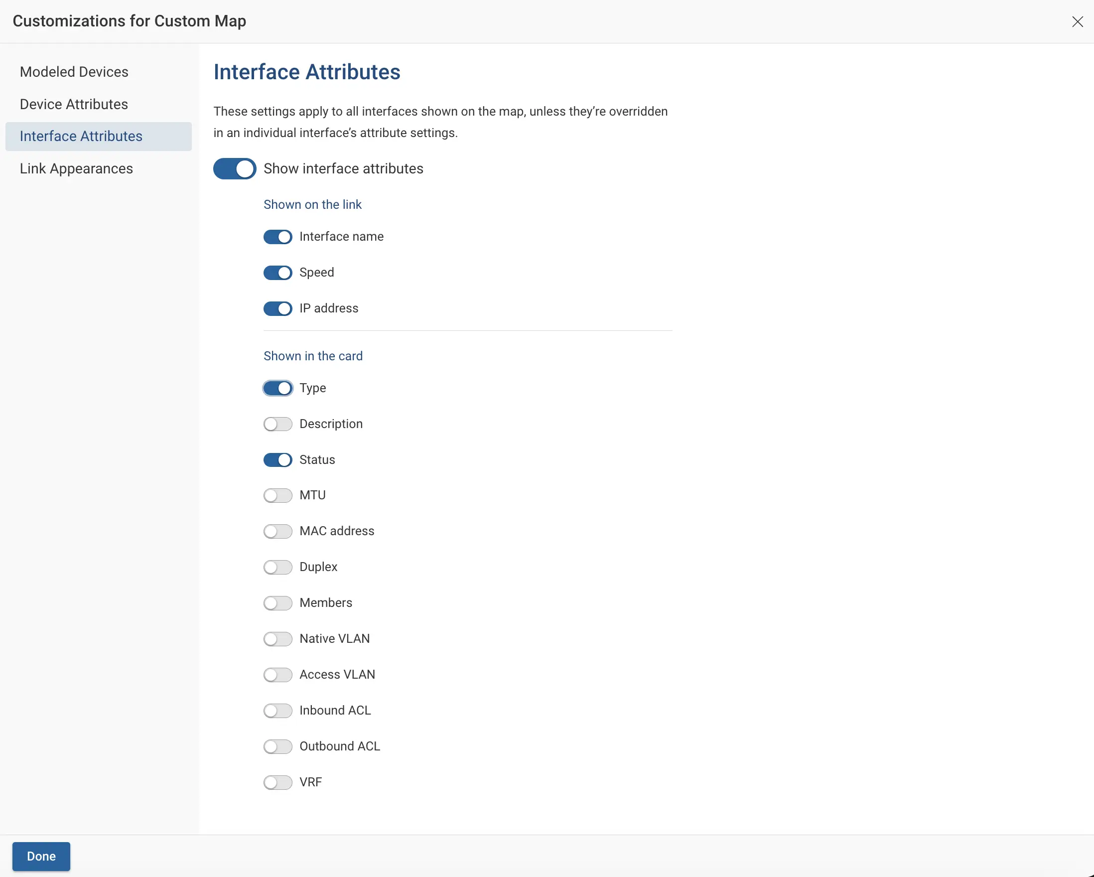 Edit all interface attributes