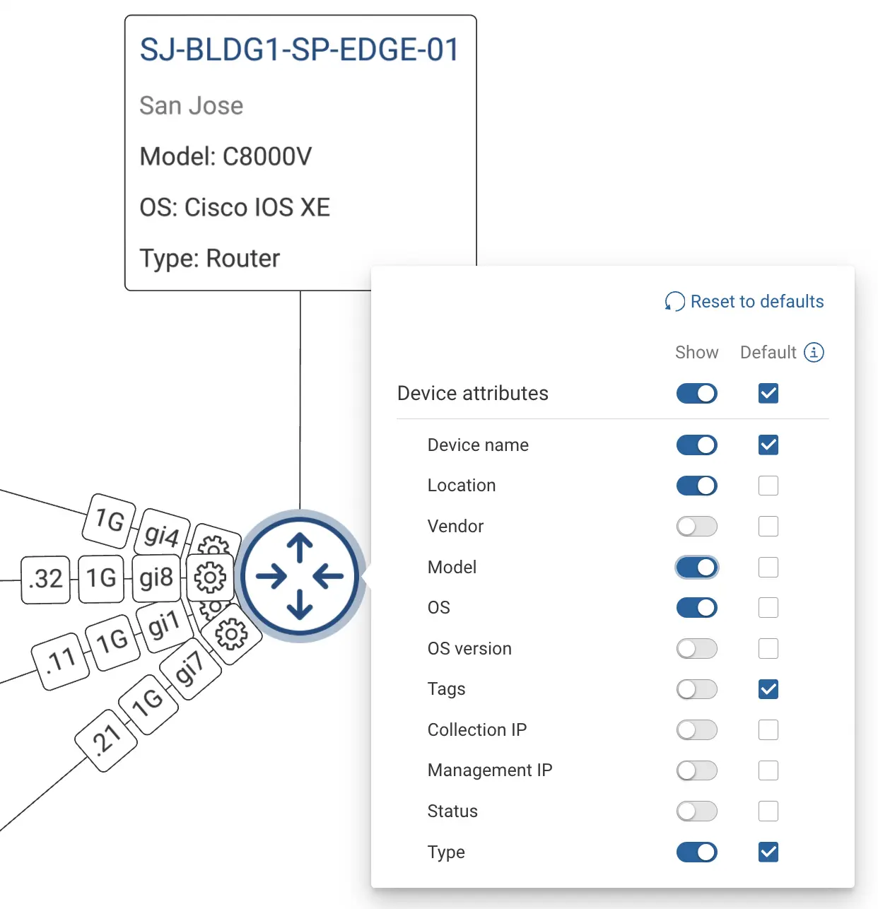 Interface one device attributes