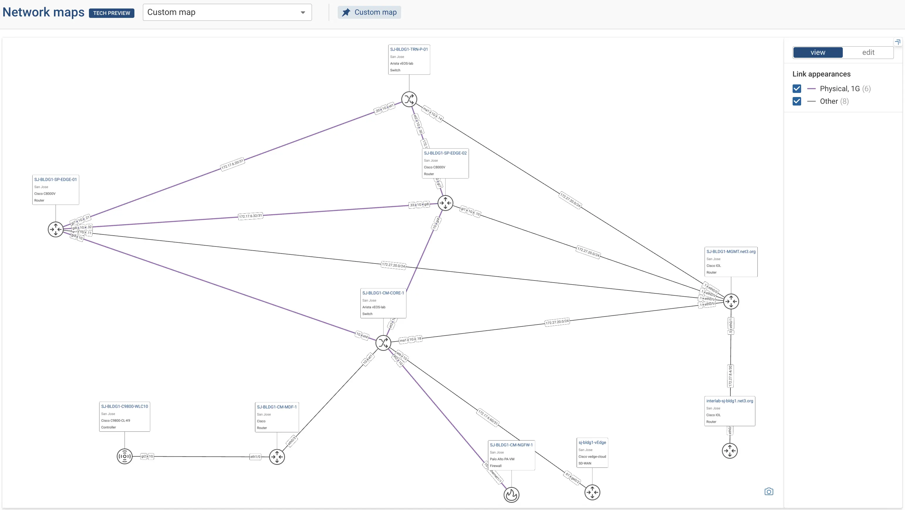 Network map link appearance