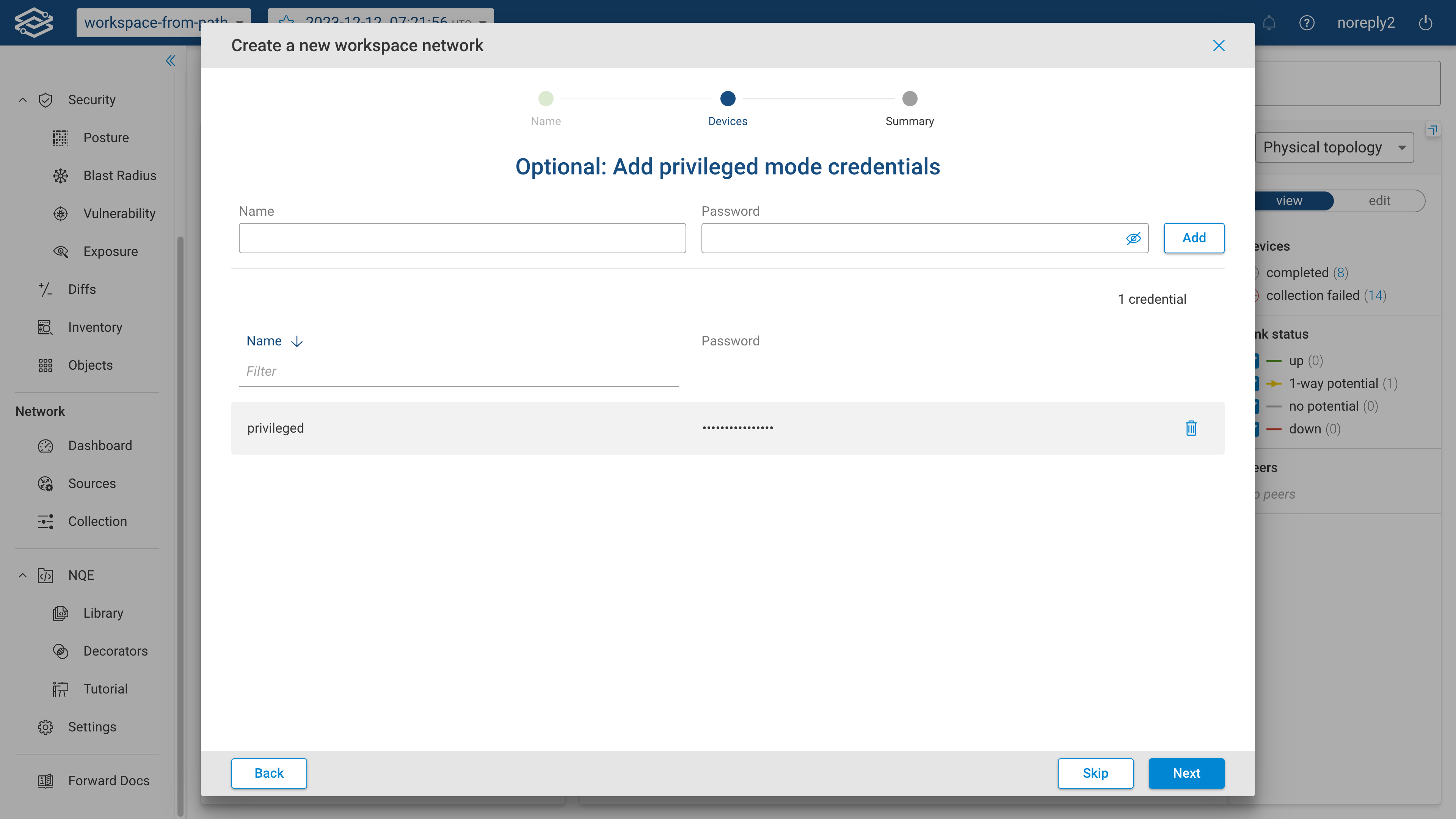 Network Selector - Add Login Cred