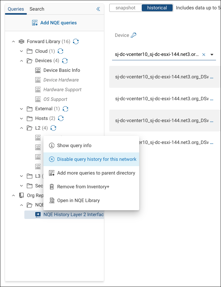 Disabling NQE History from Inventory+