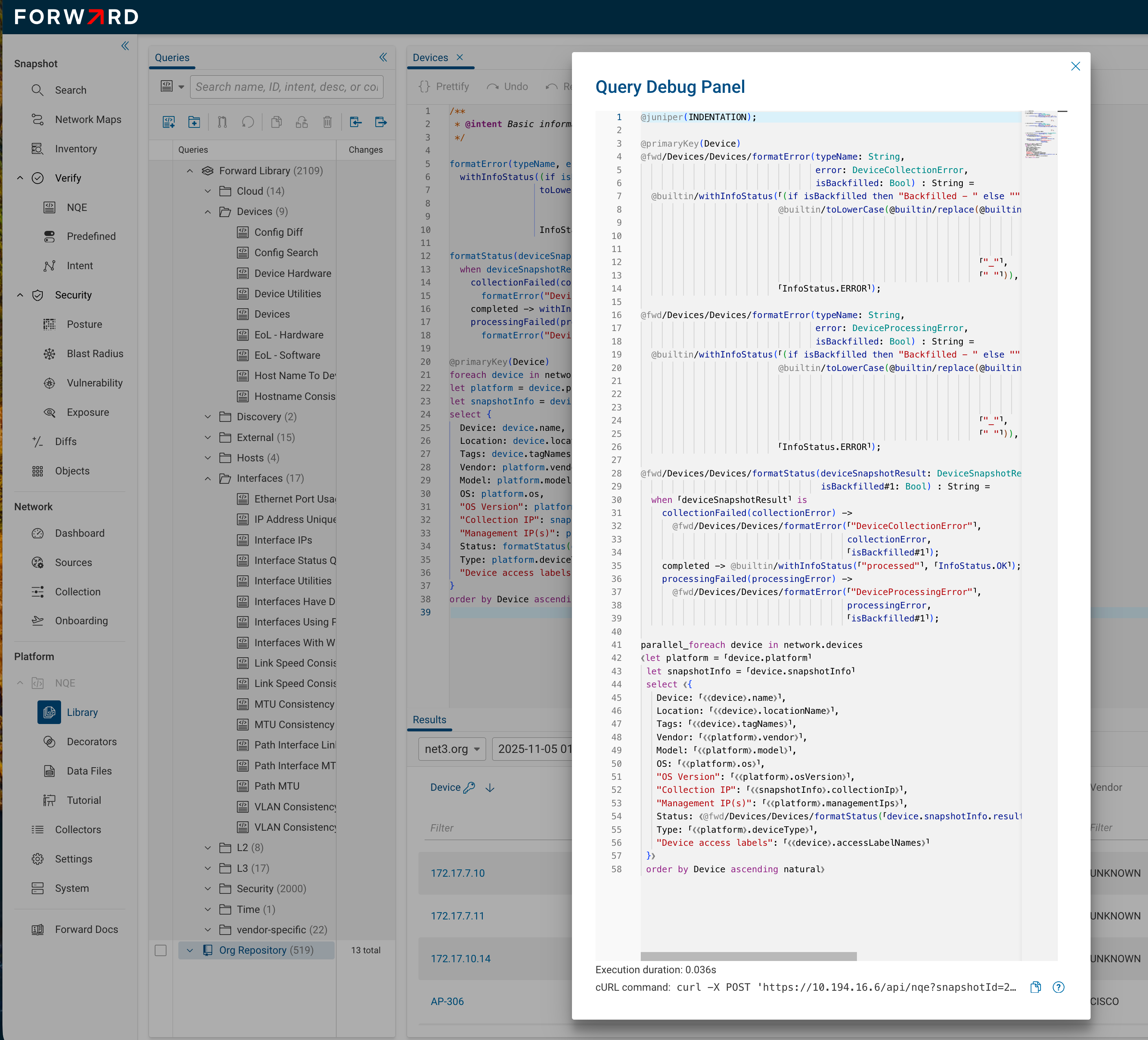 Query Debug Panel