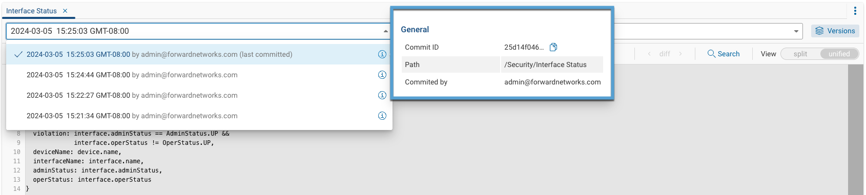 Viewing Additional Version Information