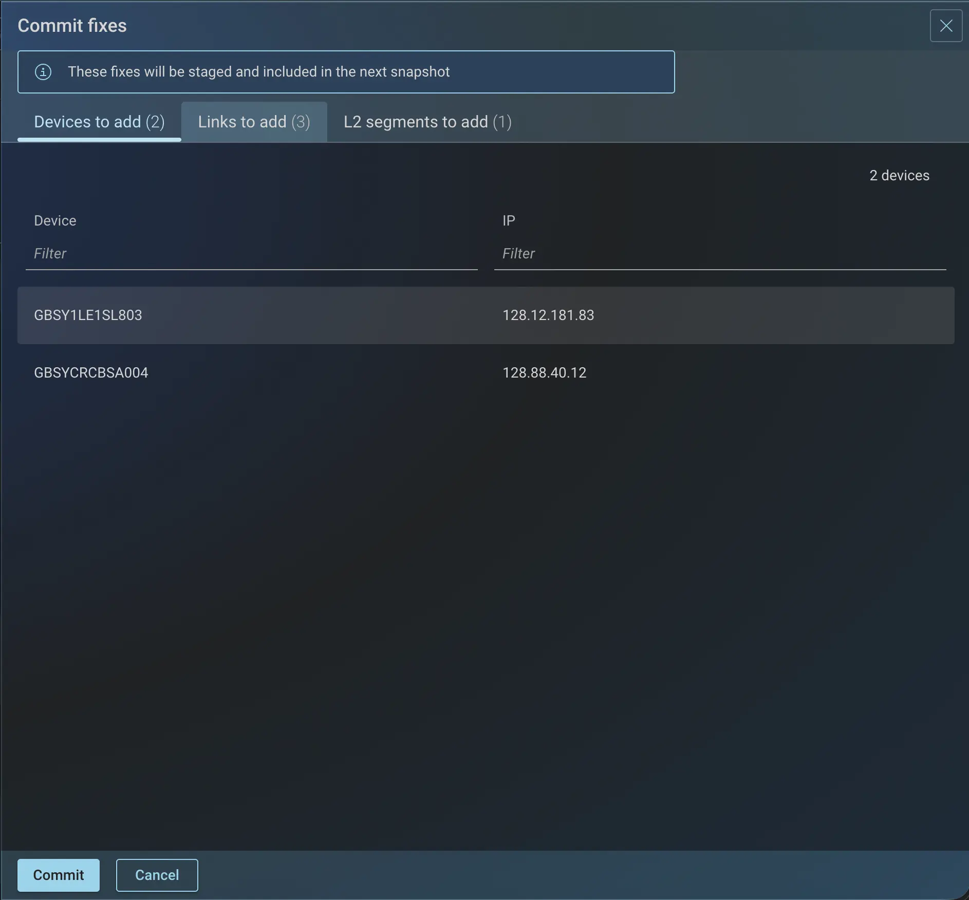 Commit missing connections