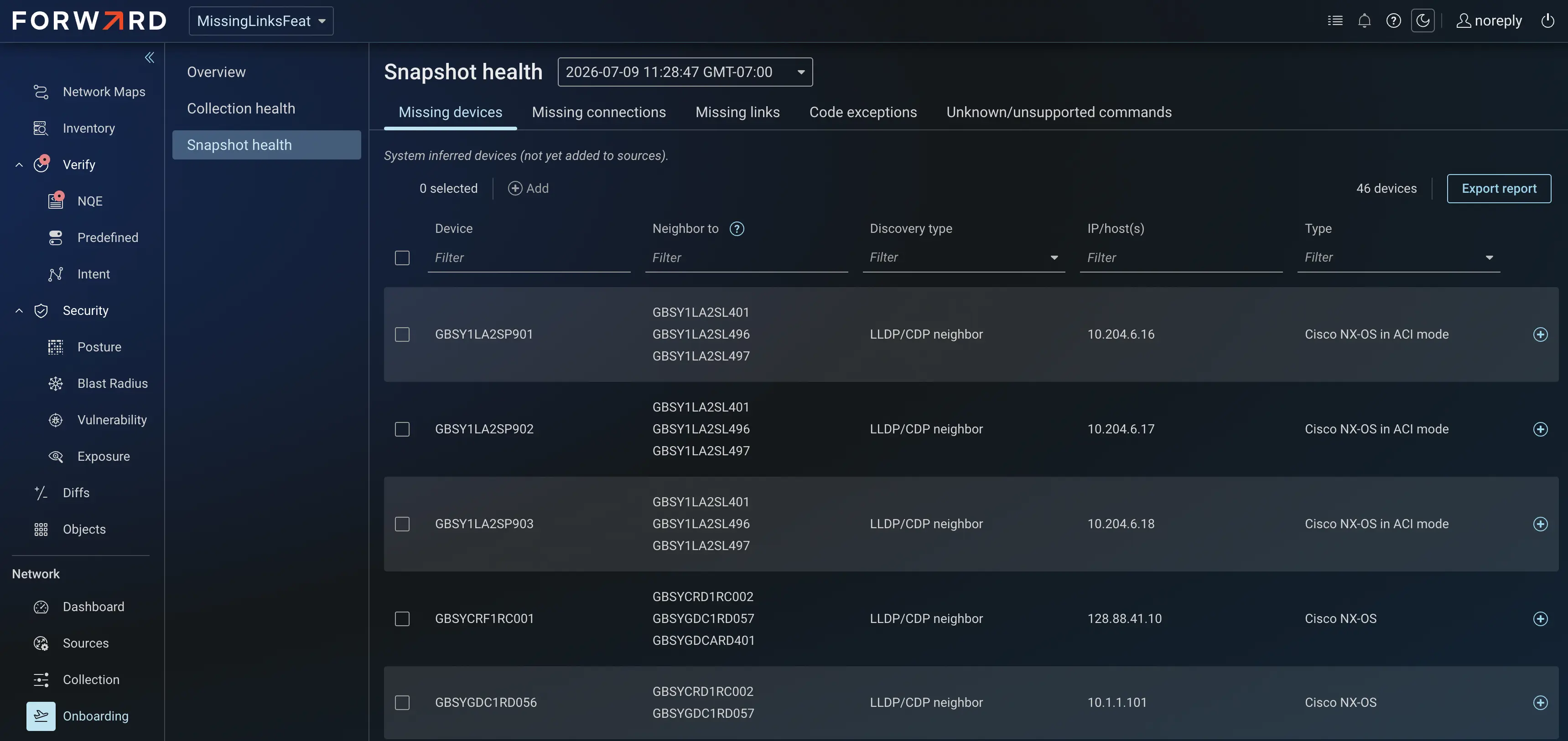 Missing devices overview
