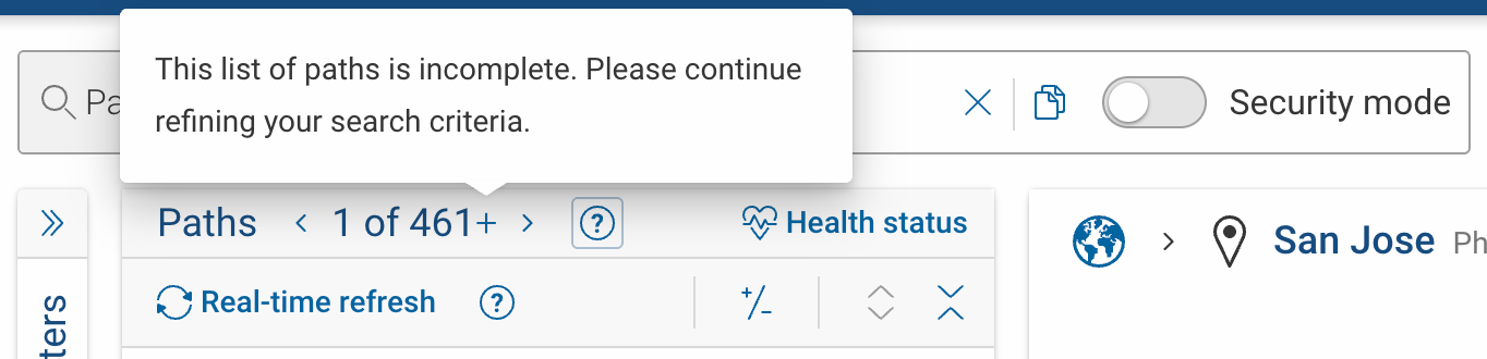Truncation indicator showing path group counter with plus sign